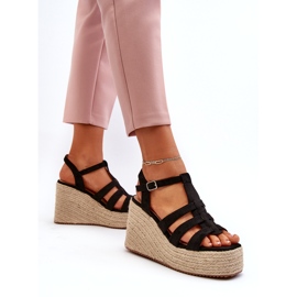 Women's sandals espadrilles for wedge with black braid 2