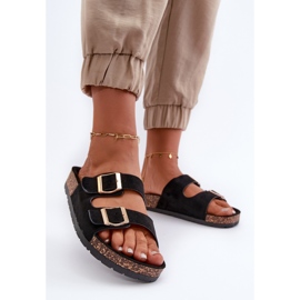 Women's Slip-on Sandals On Cork Soles Black Cortina 2