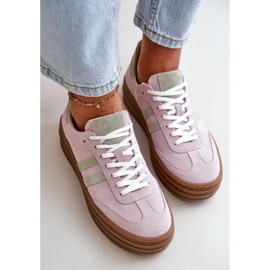 Zazoo N1068S4 Women's Suede Platform Sneakers Purple 1