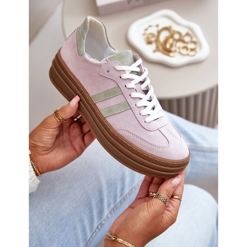 Zazoo N1068S4 Women's Suede Platform Sneakers Purple violet 2