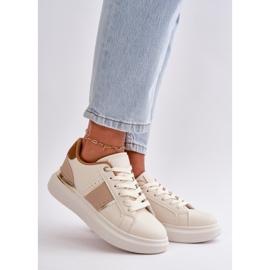 Fashionable Women's Sneakers On The Platform Made Of Eco Leather Brown Nevisase beige 2