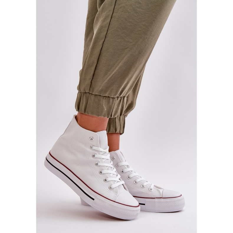 Women's Fabric Sneakers Over the Ankle White Onaria 1