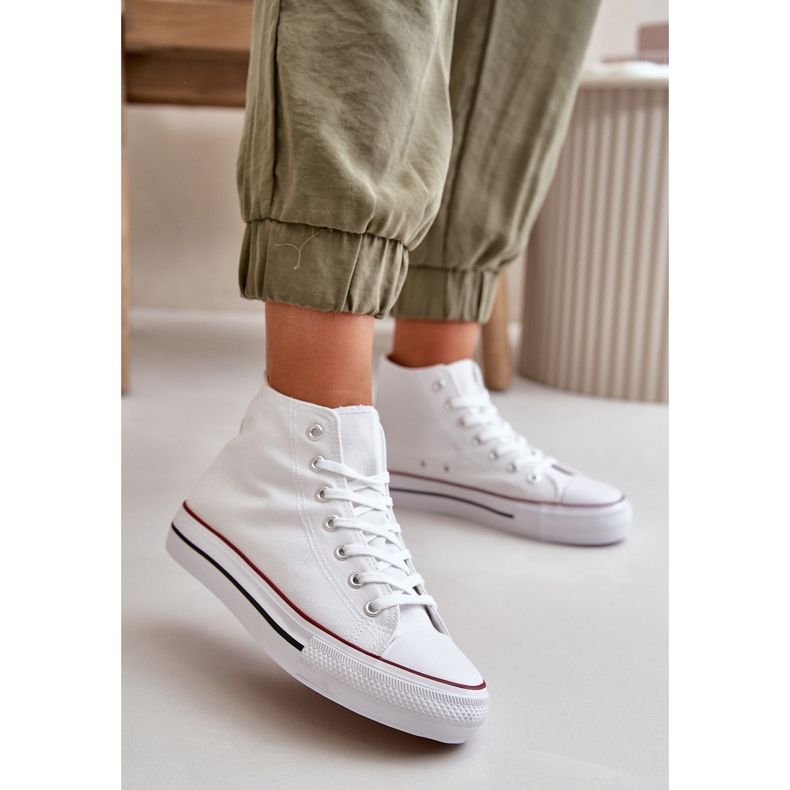 Women's Fabric Sneakers Over the Ankle White Onaria 2