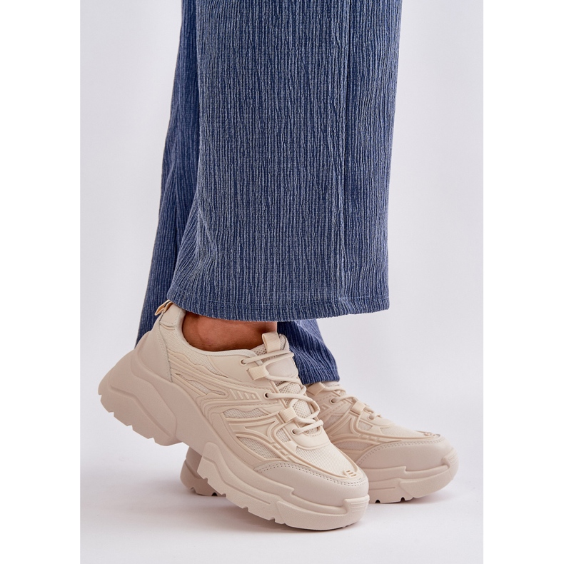 Sports Shoes Sneakers Women On A Massive Sole Light Beige Lerista 1