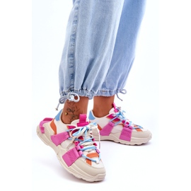 Seastar Women's Fashionable Lace-Up Sports Shoes, Beige and Pink 4