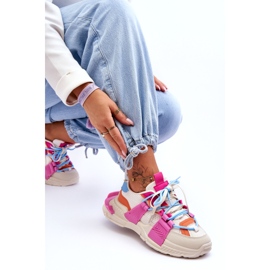 Seastar Women's Fashionable Lace-Up Sports Shoes, Beige and Pink 2