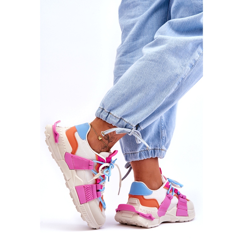 Seastar Women's Fashionable Lace-Up Sports Shoes, Beige and Pink 1