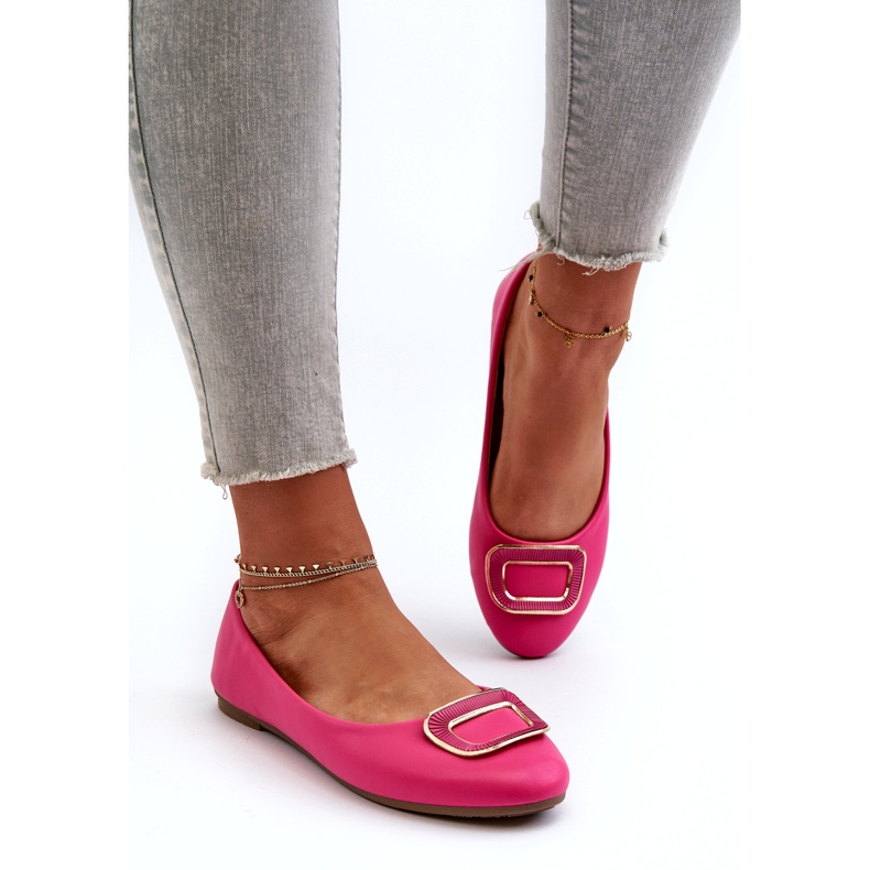 Day-Vine Fuchsia Eco Leather Ballet Flats With Decoration pink 1