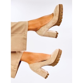 Angela Khaki Heeled Platform Pumps beige 1