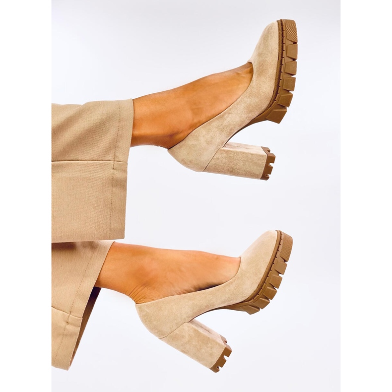 Angela Khaki Heeled Platform Pumps beige 1