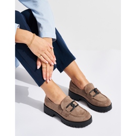 Ladies' beige suede loafers 1