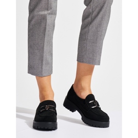 Women's black suede loafers 1