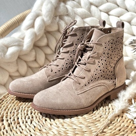 S.barski HY66-136 Women's Ankle Boots With Pattern, Light Beige 1