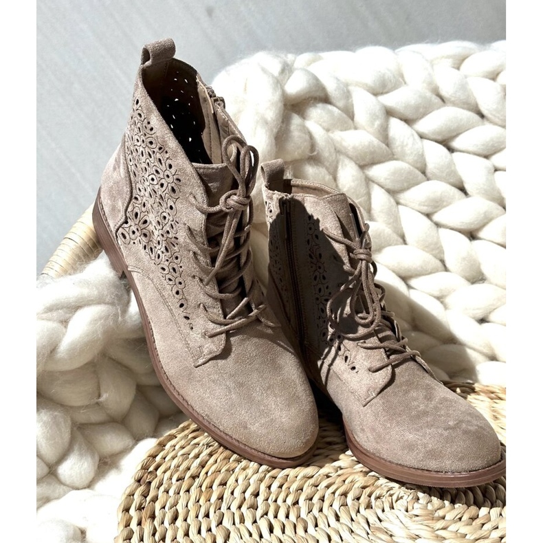 S.barski HY66-136 Women's Ankle Boots With Pattern, Light Beige 2