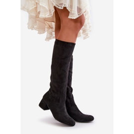 Eco Suede Women's Boots Above The Knee With Zipper Black Elitara 2