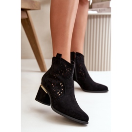 Openwork Cowboy Boots With Zipper Black Vosilara 2