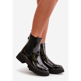 Patent Leather Ankle Boots With Zipper Insulated Black Groesta 1