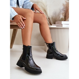 Patent Leather Ankle Boots With Zipper Insulated Black Groesta 2