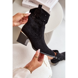 Openwork Ankle Boots With Ankle Strap Made Of Eco Suede With Zipper Black Sevana 2