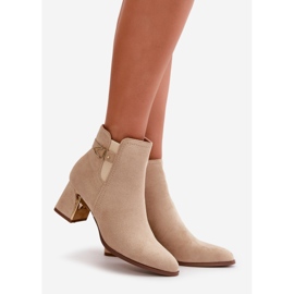 Women's Ankle Boots With Zipper Eco Suede Light Beige Bonucci 1