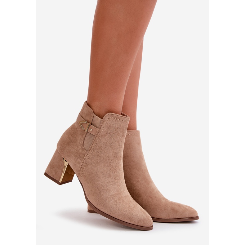 Women's Ankle Boots With Zipper Eco Suede Dark Beige Bonucci 1