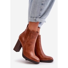 Insulated Women's Ankle Boots on a Heel Eco Leather Brown Teresine 1