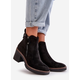 Insulated Women's Ankle Boots on a Heel Made of Eco Suede Black Velarilla 1 Insulated Women's Ankle Boots on a Heel Made of Eco Suede Black Velarilla 1