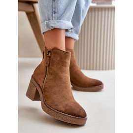 Insulated Women's Ankle Boots on a Heel Made of Eco Suede Brown Velarilla 2 Insulated Women's Ankle Boots on a Heel Made of Eco Suede Brown Velarilla 2