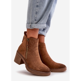 Insulated Women's Ankle Boots on a Heel Made of Eco Suede Brown Velarilla 1 Insulated Women's Ankle Boots on a Heel Made of Eco Suede Brown Velarilla 1