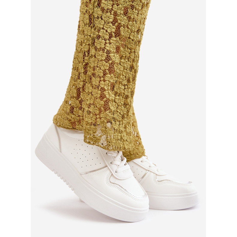 Women's Sneakers On The Platform With Decorative Lacing White Mistra 1