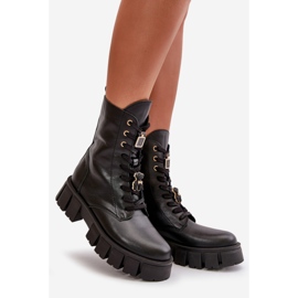 Women's Leather Work Boots With Pins CheBello 4247 Black 1 Women's Leather Work Boots With Pins CheBello 4247 Black 1