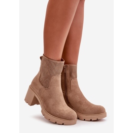 Jezzi Women's Ankle Boots With Zipper Eco Suede Beige Rashmi 1 Jezzi Women's Ankle Boots With Zipper Eco Suede Beige Rashmi 1