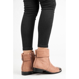Ideal Shoes Suede ankle boots with a zipper pink 1