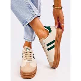 Essa Women's Sneakers BEIGE/GREEN 2