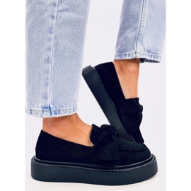Suede Bow Moccasins Tempelton Black 2