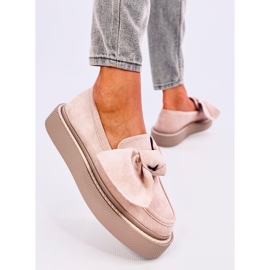Suede Bow Moccasins Tempelton Pink 2