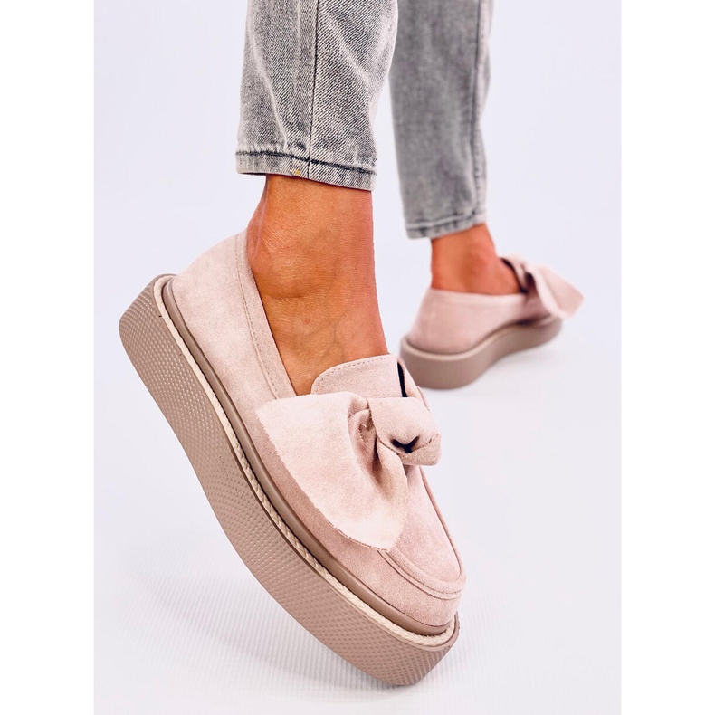Suede Bow Moccasins Tempelton Pink 2