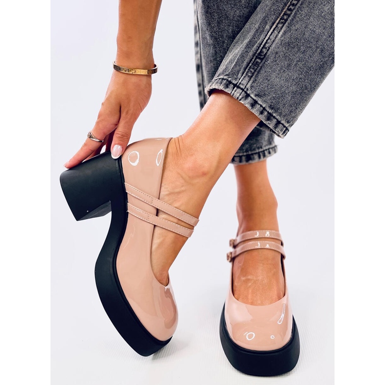 Lorai Khaki Wide Heel Pumps beige 1