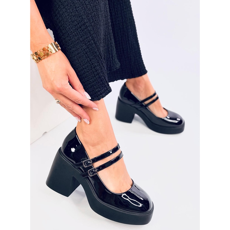 Lorai Black Wide Heel Pumps 1