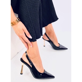 Mariot Black patent leather open toe pumps 2