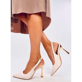 Mariot Beige patent leather open toe pumps 1