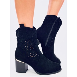 Antares Black Suede Openwork Cowboy Boots 1