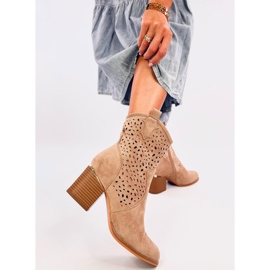 Antares Khaki Suede Openwork Cowboy Boots beige 1