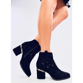 Donovan Black Openwork Heeled Ankle Boots 1