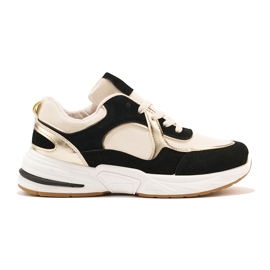 Black and beige sneakers with a thick sole white 1