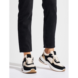 Black and beige sneakers with a thick sole white 2