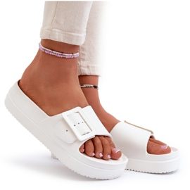 Women's foam slippers on the platform with Big Star NN274A661 white buckle 3 Women's foam slippers on the platform with Big Star NN274A661 white buckle 3