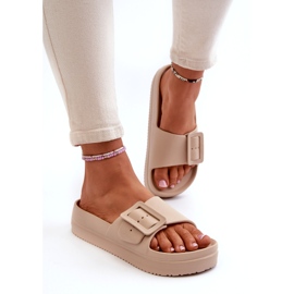 Women's Foam Flip-Flops on the Platform With a Buckle Big Star NN274A666 Beige 2