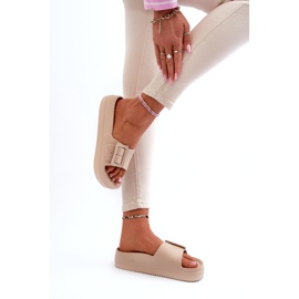 Women's Foam Flip-Flops on the Platform With a Buckle Big Star NN274A666 Beige 3