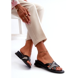 Seastar Women's Wedge Flip-Flops With Decoration, Black 2